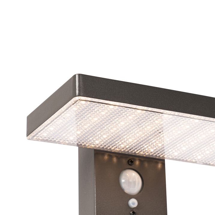 Qazqa Staande Buitenpaal Donkergrijs 50 Cm Incl. LED En Dimlicht Op Solar - Sunnie