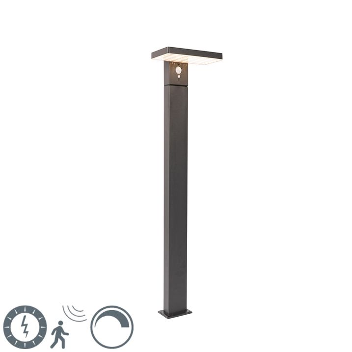 qazqa Staande buitenpaal donkergrijs 80 cm incl. LED en dimlicht op solar - Sunnie