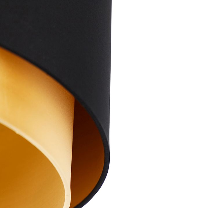 Qazqa Stoffen Lampenkap Zwart 40/47/26 Met Gouden Binnenkant