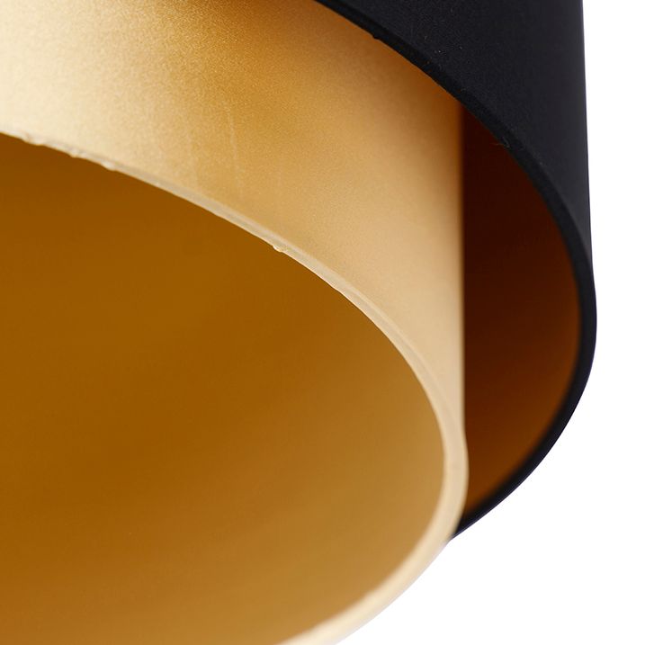 Qazqa Stoffen Lampenkap Zwart 40/47/26 Met Gouden Binnenkant