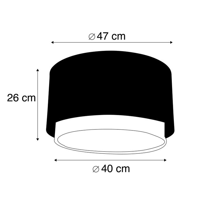 Qazqa Stoffen Lampenkap Zwart 40/47/26 Met Gouden Binnenkant