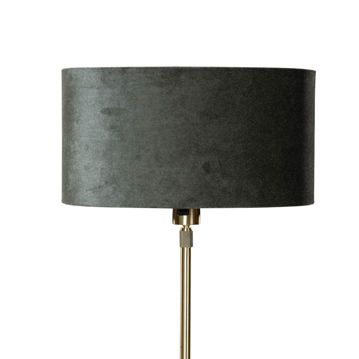 Qazqa Tafellamp Goud Met Ovale Velours Kap Groen 35cm - Parte