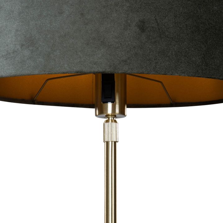 Qazqa Tafellamp Goud Met Ovale Velours Kap Groen 35cm - Parte