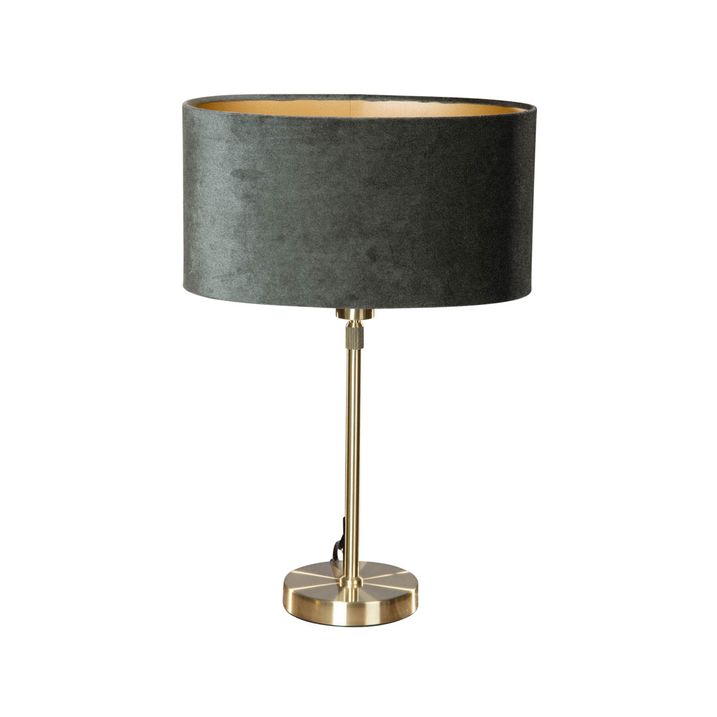 qazqa Tafellamp goud met ovale velours kap groen 35cm - Parte qazqa Tafellamp goud met ovale velours kap groen 35cm - Parte