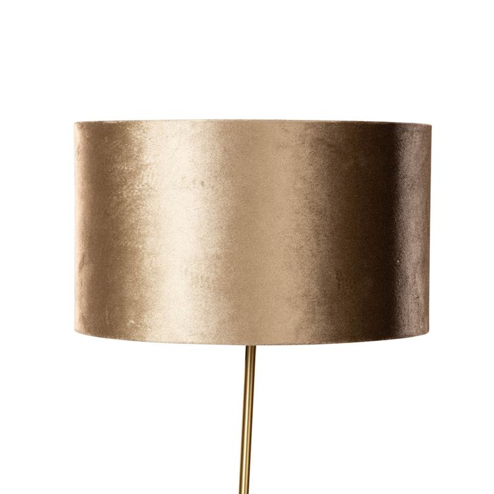 Qazqa Tafellamp Messing Met Velours Kap Bruin 35cm - Kaso