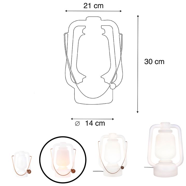 Qazqa Tafellamp Oplaadbaar 30 Cm IP44 Wit - Storm Small