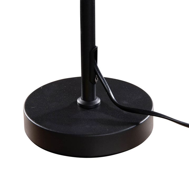 Qazqa Tafellamp Zwart Met Ovale Linnen Kap Wit 35cm - Parte