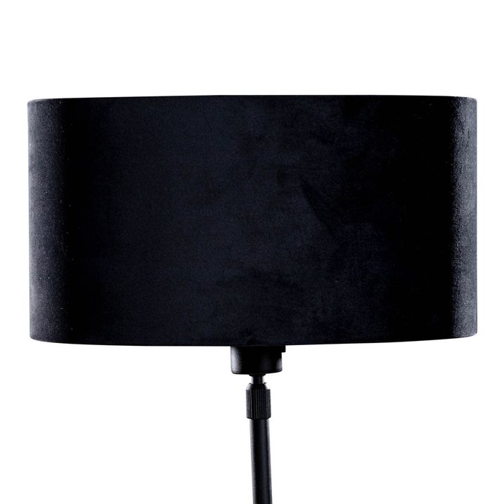 Qazqa Tafellamp Zwart Met Ovale Velours Kap Zwart 35cm - Parte