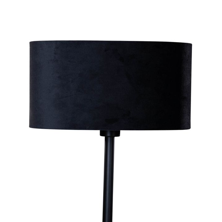 Qazqa Tafellamp Zwart Met Ovale Velours Kap Zwart 35cm - Simplo