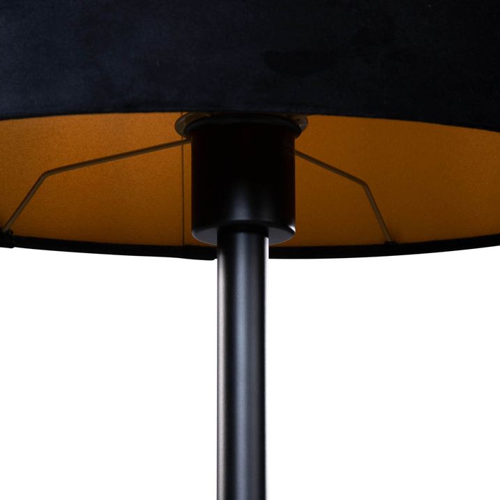 Qazqa Tafellamp Zwart Met Ovale Velours Kap Zwart 35cm - Simplo