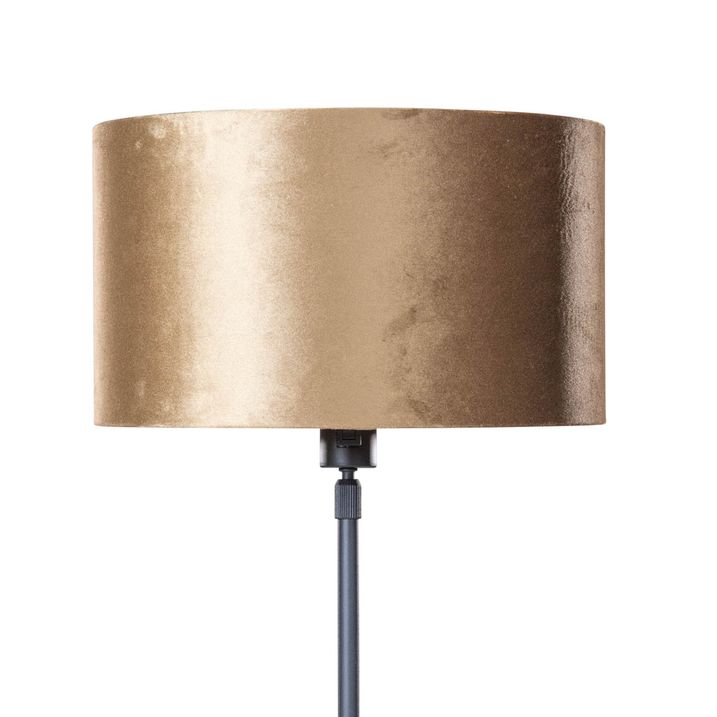 Qazqa Tafellamp Zwart Met Velours Kap Brons 35cm - Parte