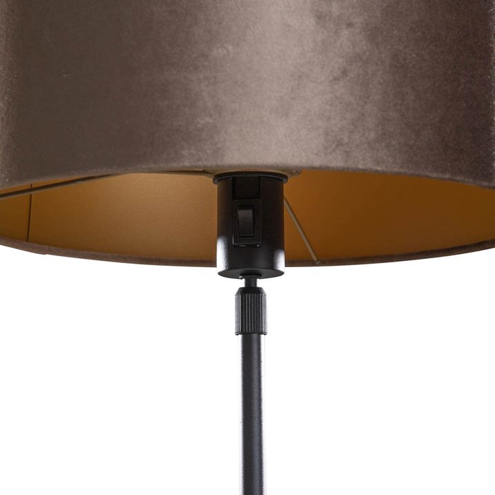 Qazqa Tafellamp Zwart Met Velours Kap Groen 35cm - Parte