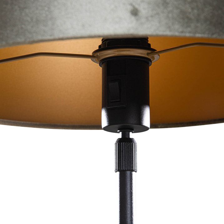 Qazqa Tafellamp Zwart Met Velours Kap Groen 35cm - Parte