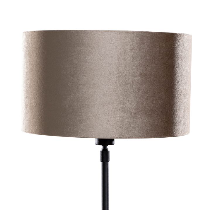 Qazqa Tafellamp Zwart Met Velours Kap Taupe 35cm - Parte