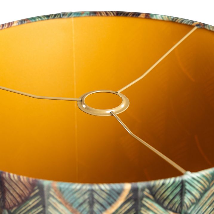 Qazqa Velours Lampenkap Blad Dessin Met Gouden Binnenkant 40/40/40