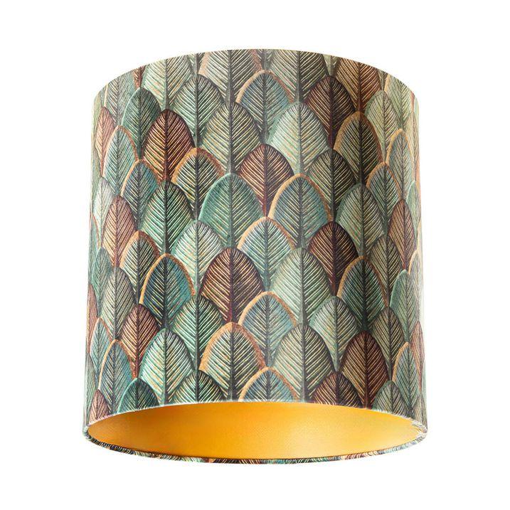 qazqa Velours lampenkap blad dessin met gouden binnenkant 40/40/40