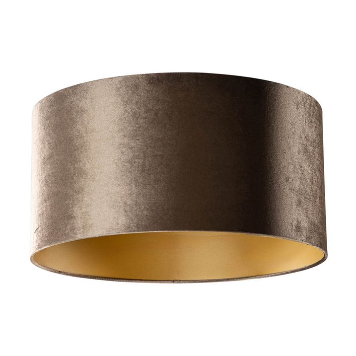 qazqa Velours lampenkap bruin met gouden binnenkant 50/50/25