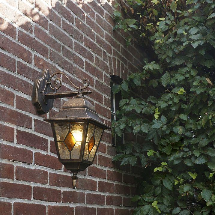 qazqa Vintage buiten wandlantaarn brons - Antigua Down