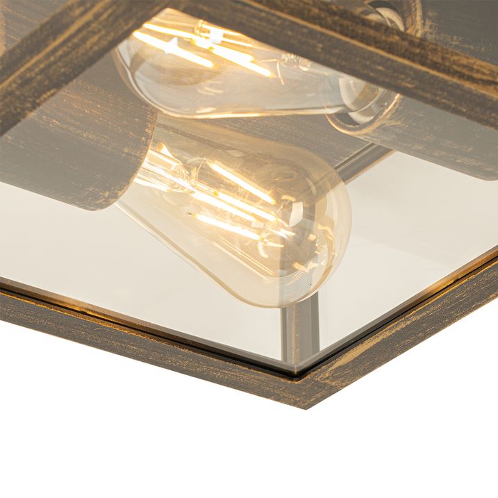 Qazqa Vintage Plafondlamp Antiek Goud IP44 2-lichts - Charlois