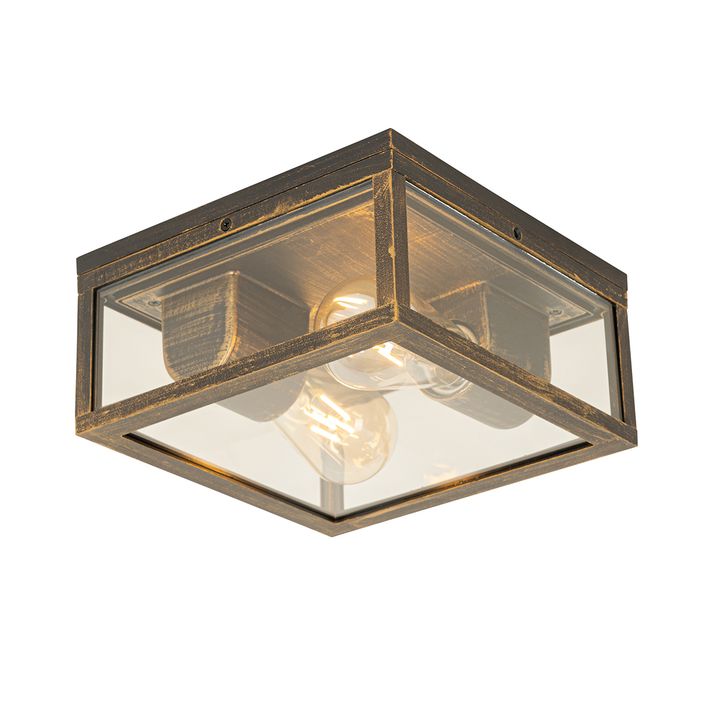 qazqa Vintage plafondlamp antiek goud IP44 2-lichts - Charlois
