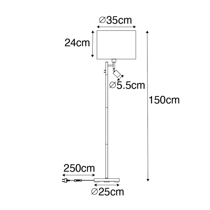 Qazqa Vloerlamp Zwart Met Gouden Binnenkant En Leeslamp - Jelena