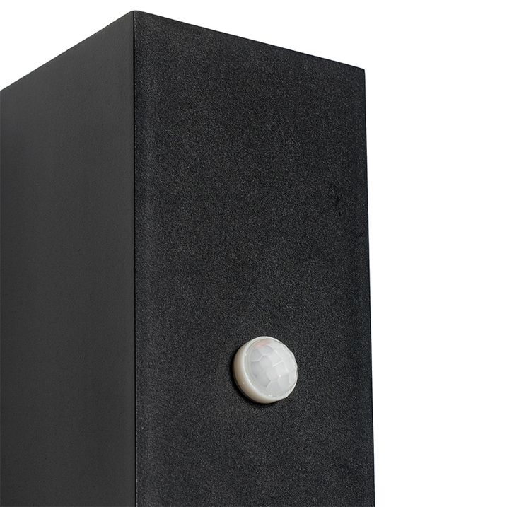 Qazqa Wandlamp Zwart 2-lichts IP44 Met Bewegingssensor - Baleno