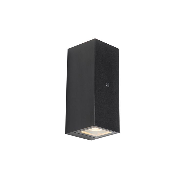 qazqa Wandlamp zwart 2-lichts IP44 met schemersensor - Baleno II