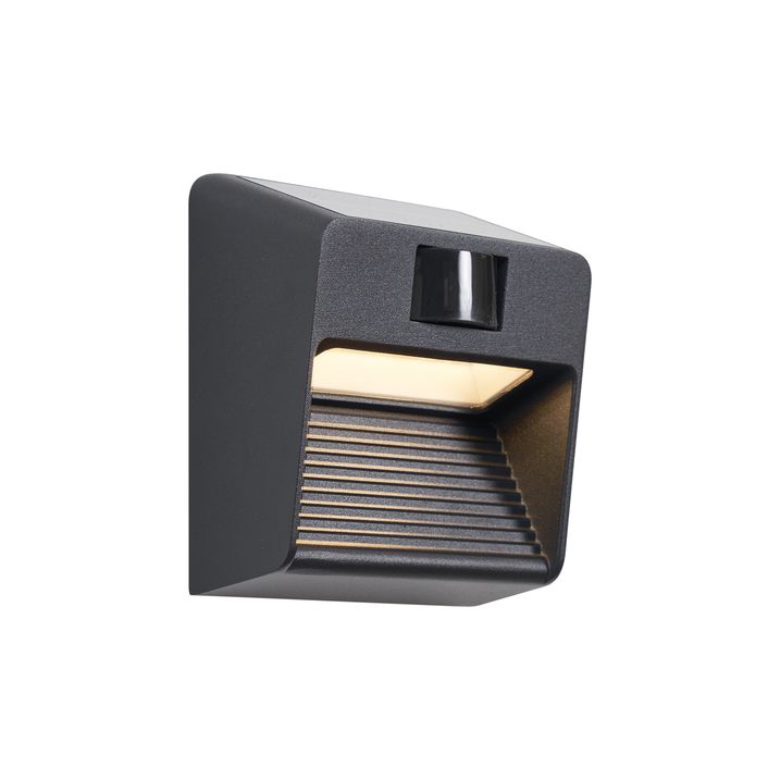 Qazqa Wandlamp Zwart Incl. LED IP54 Met Bewegingssensor Solar - Border