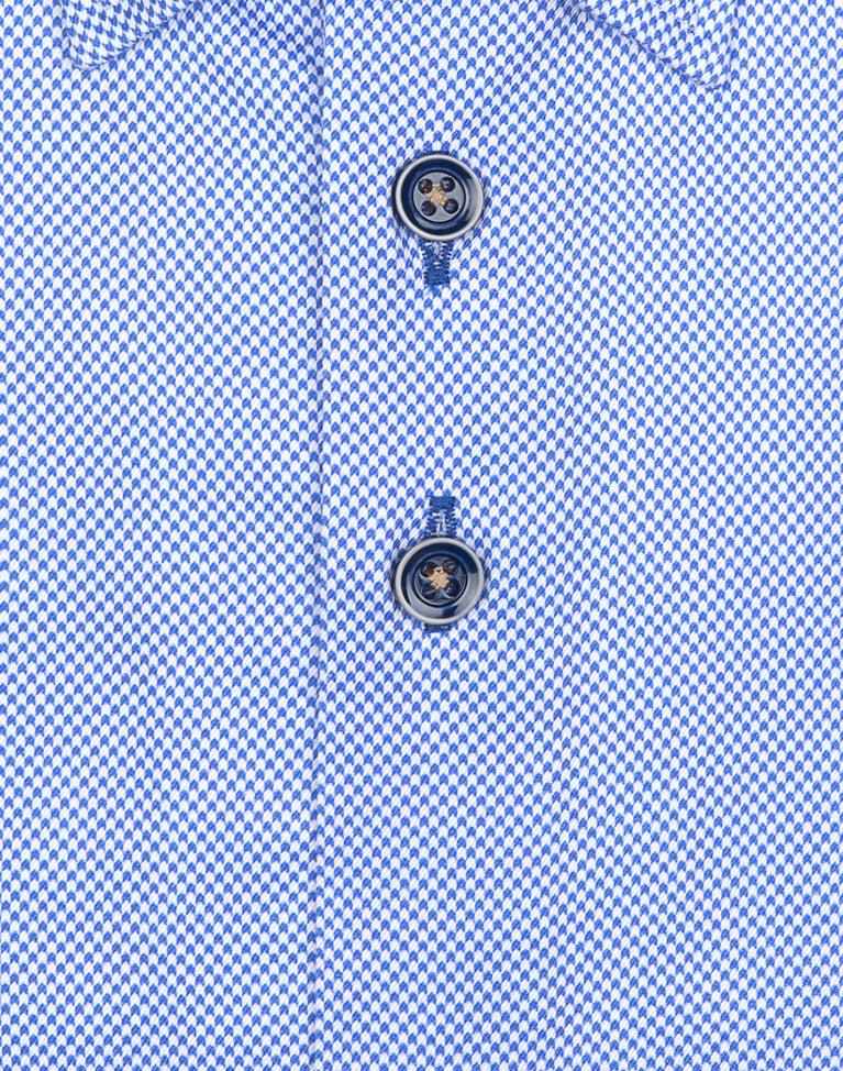 R2 Amsterdam Blauw Pied-de-poule 2 PLY Bio Katoen Overhemd