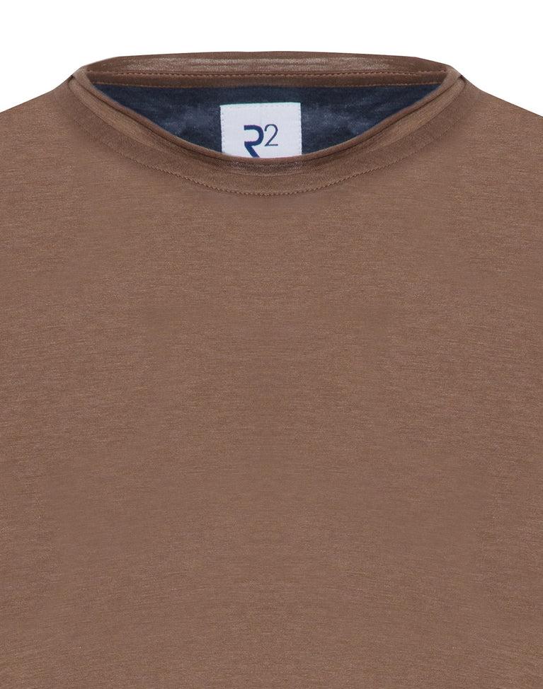 R2 Amsterdam Bruin Katoenen Overhemd Met Lange Mouwen