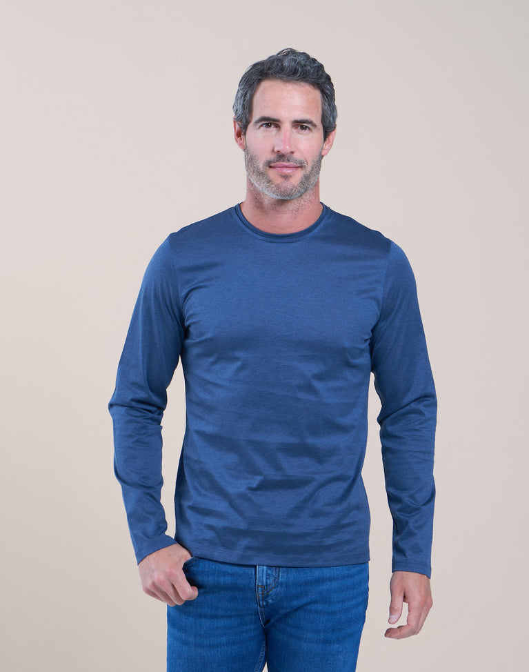 R2 Amsterdam Donkerblauw Katoenen Overhemd Met Lange Mouwen