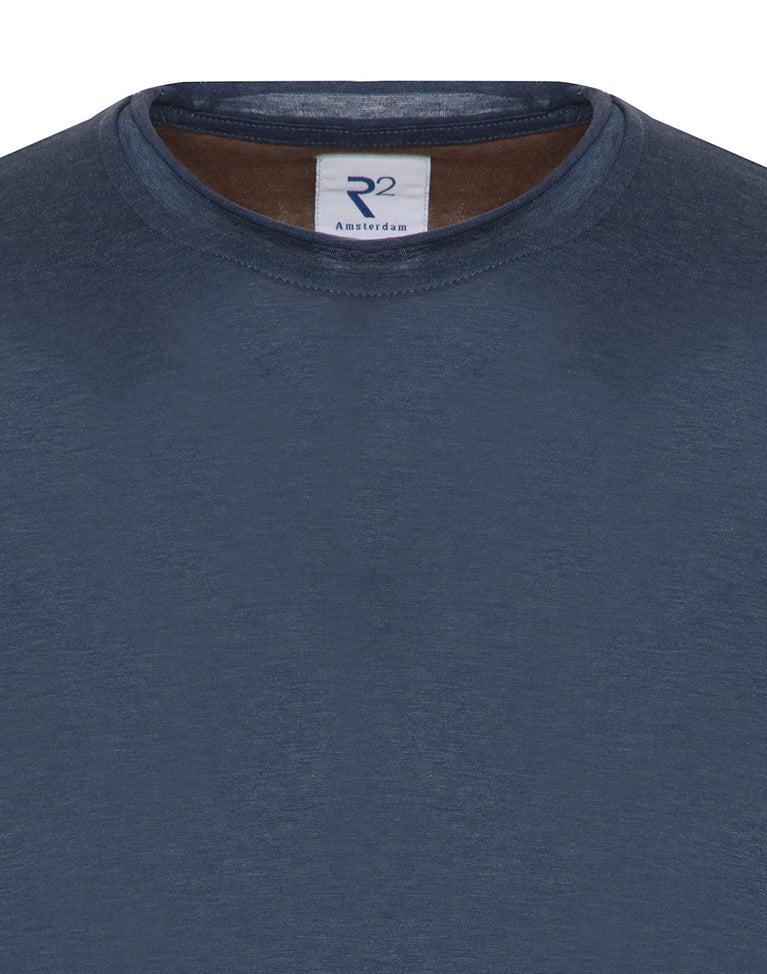 R2 Amsterdam Donkerblauw Katoenen Overhemd Met Lange Mouwen