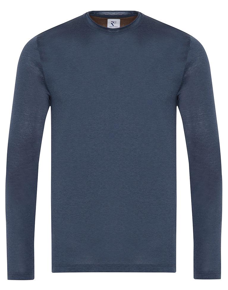 r2 amsterdam Donkerblauw katoenen overhemd met lange mouwen