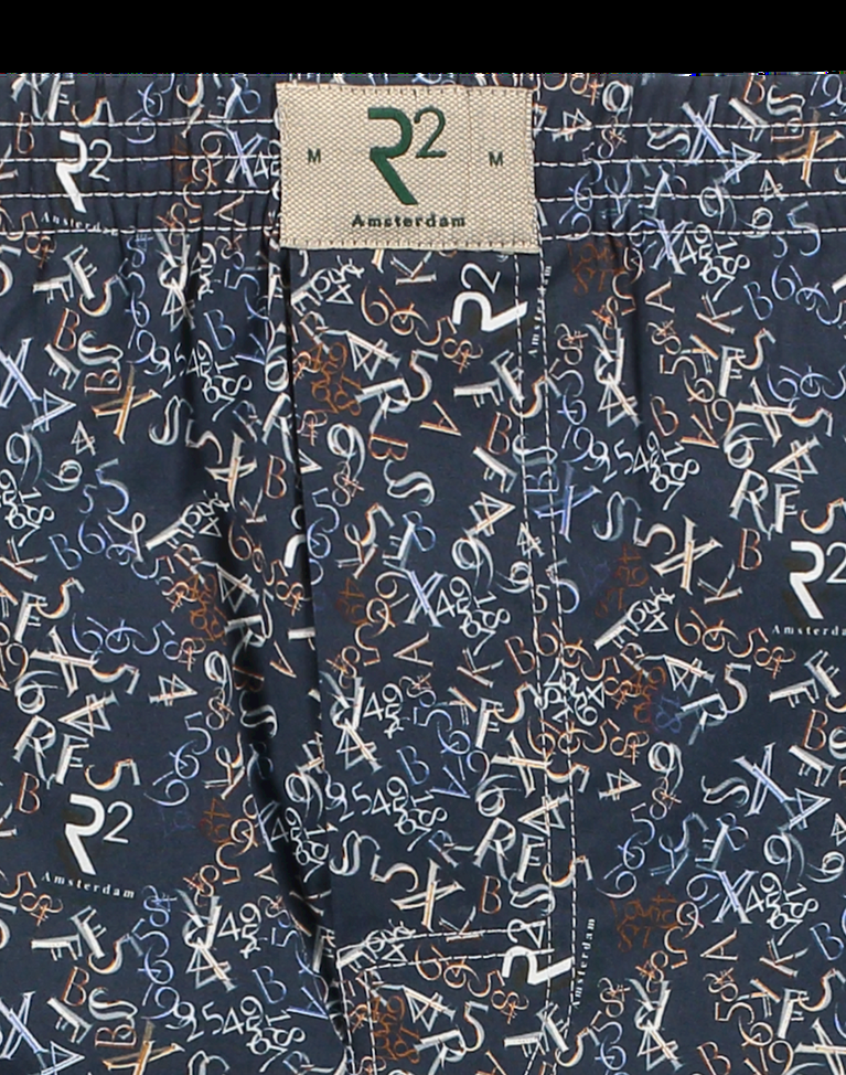 R2 Amsterdam Donkerblauwe Boxershort Van Katoen Met Nummerprint