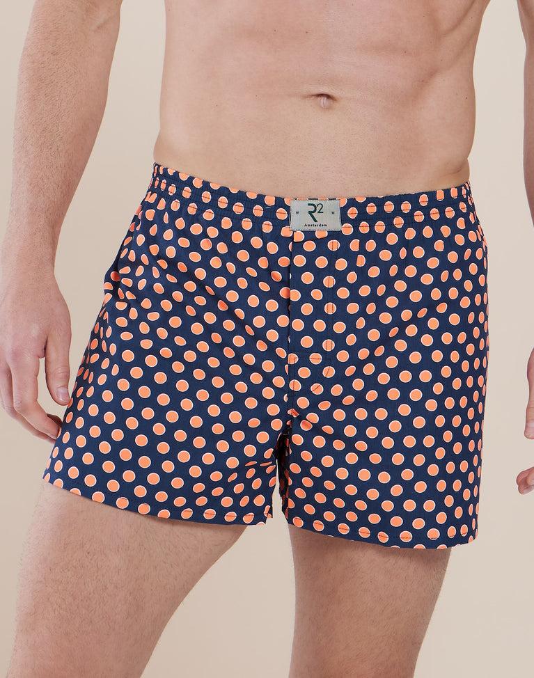R2 Amsterdam Donkerblauwe Katoenen Boxershort Met Stippenprint