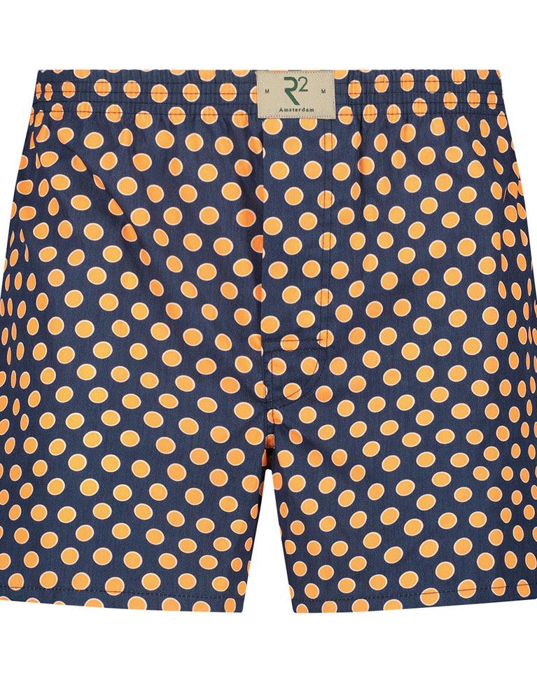 r2 amsterdam Donkerblauwe katoenen boxershort met stippenprint