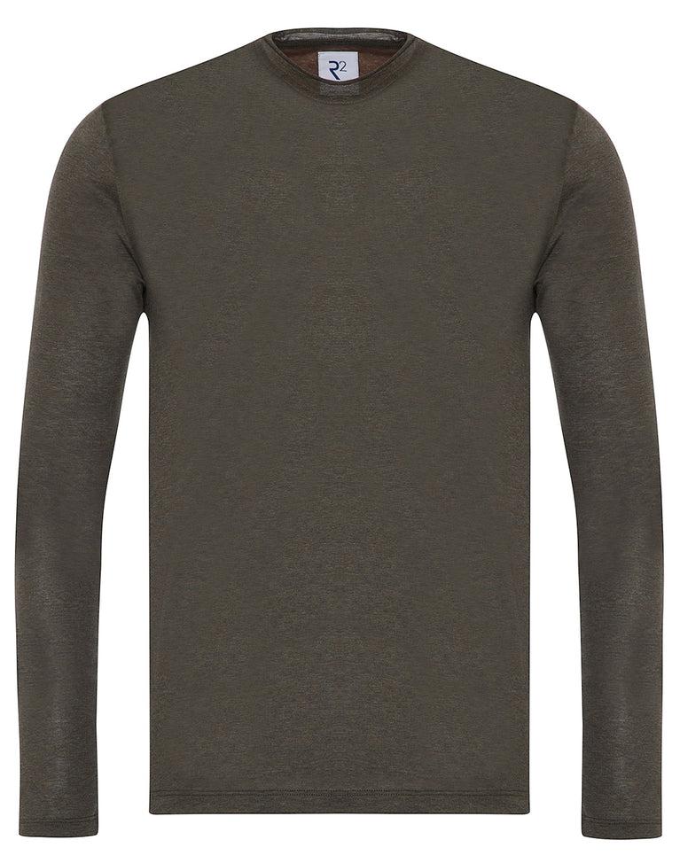 r2 amsterdam Donkergroen katoenen overhemd met lange mouwen