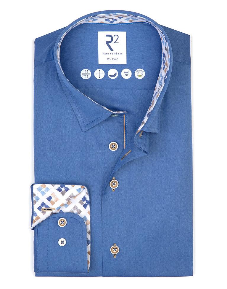 r2 amsterdam Extra lange mouwen. 2 PLY biologisch katoenen overhemd