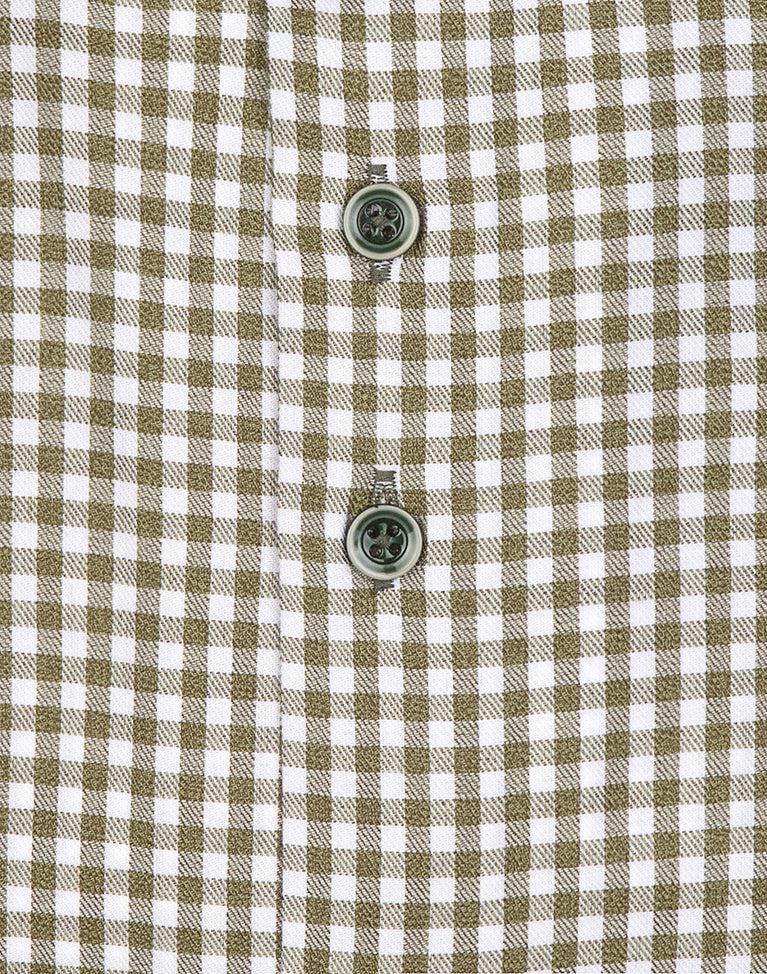 R2 Amsterdam Extra Lange Mouwen. Beige Vichyruitjes Katoen Overhemd