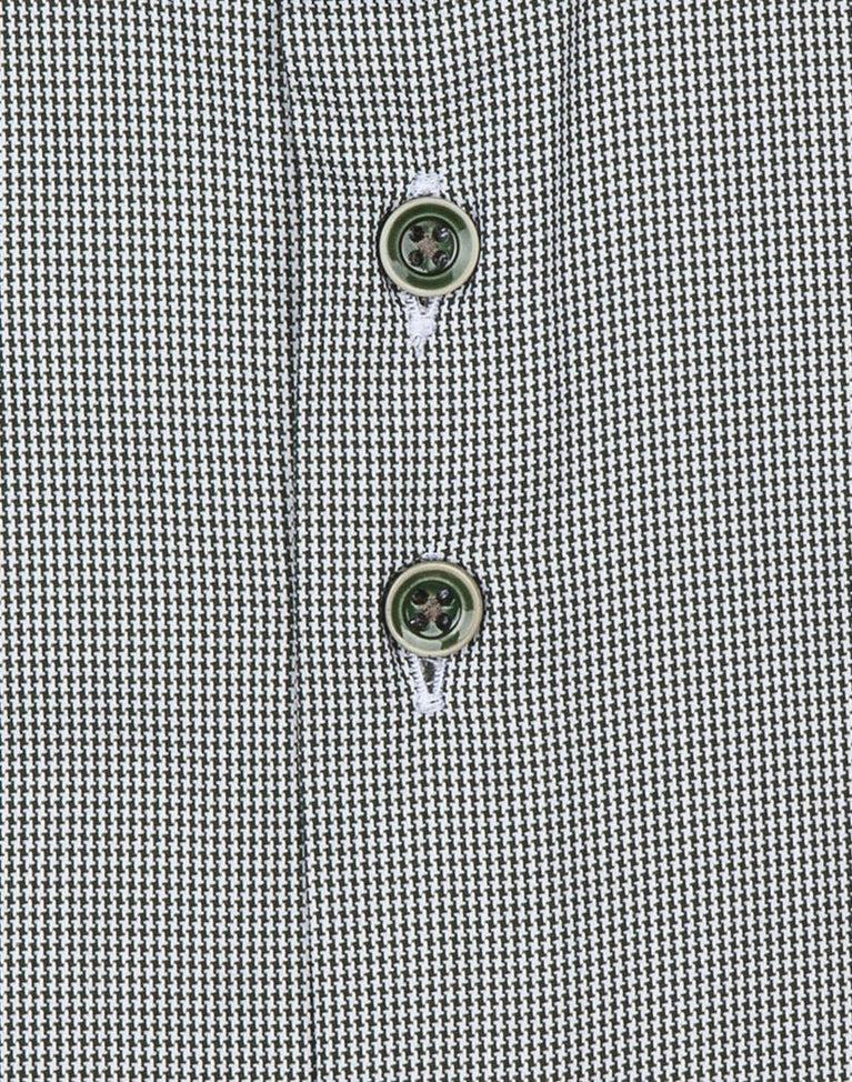 R2 Amsterdam Extra Lange Mouwen. Donkergroen Pied De Poule 2 PLY Katoenen Overhemd