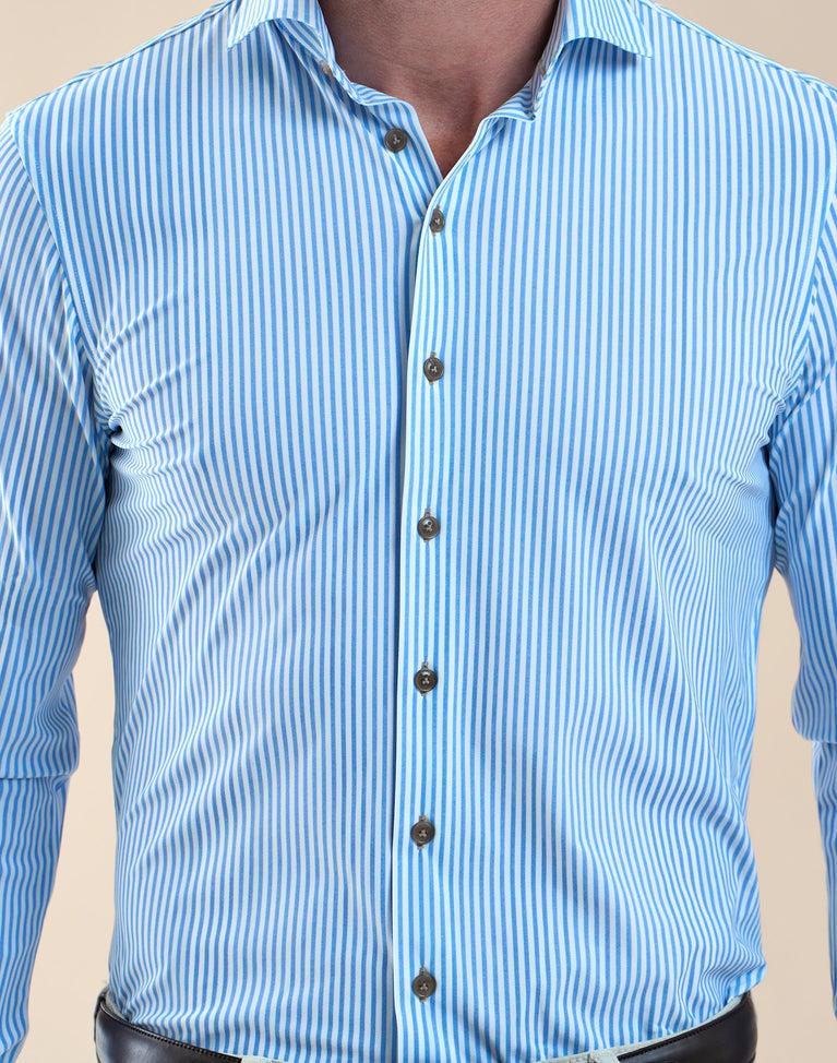 R2 Amsterdam Extra Lange Mouwen. Gestreept 4-way Stretch Overhemd