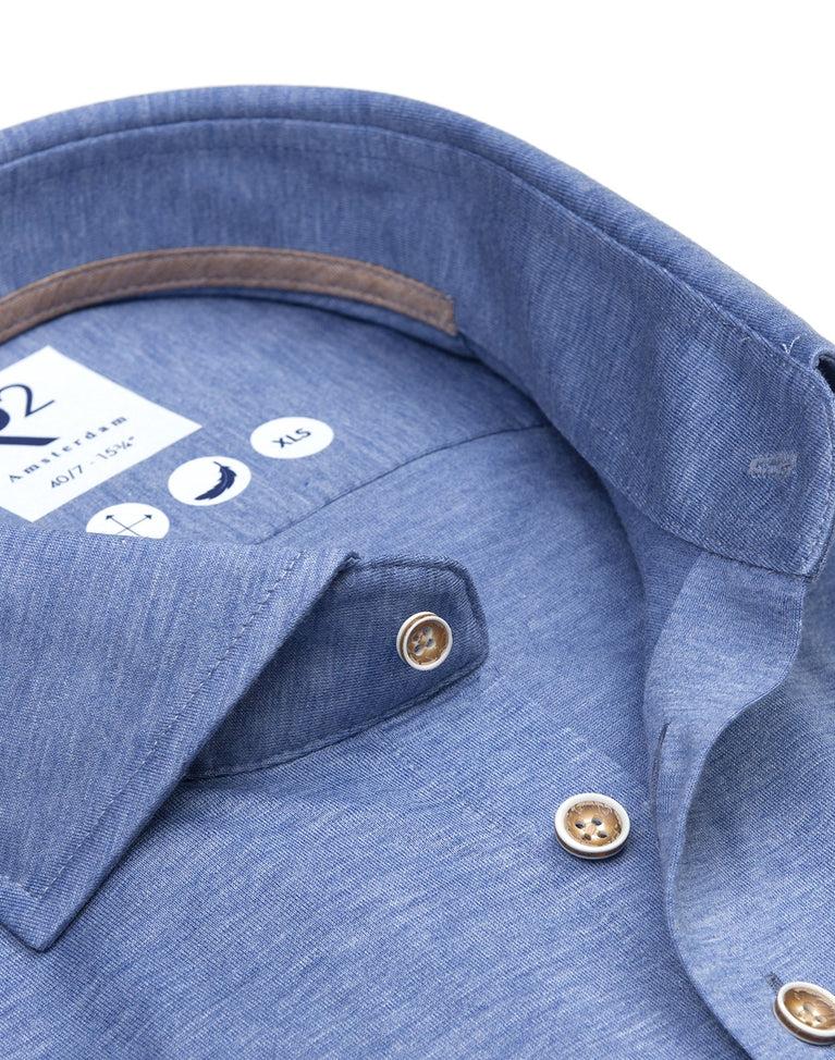 R2 Amsterdam Extra Lange Mouwen. Jersey Katoenen Overhemd