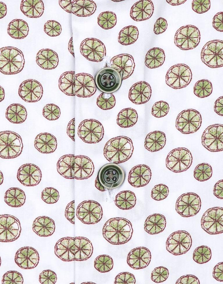 R2 Amsterdam Extra Lange Mouwen. Katoenen Overhemd Met Citroenprint