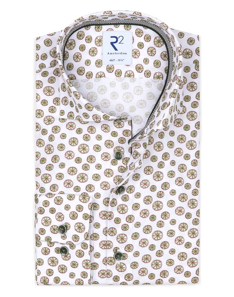 r2 amsterdam Extra lange mouwen. Katoenen overhemd met citroenprint