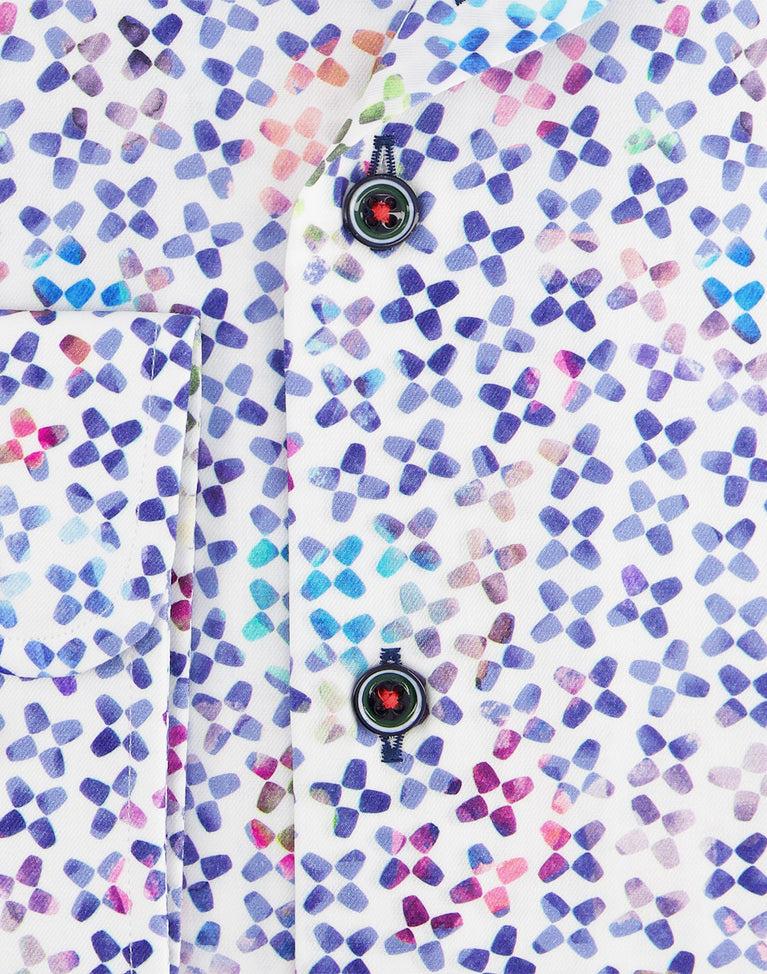 R2 Amsterdam Extra Lange Mouwen. Multicolour Cup Print Katoenen Overhemd