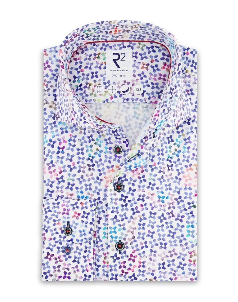 r2 amsterdam Extra lange mouwen. Multicolour cup print katoenen overhemd