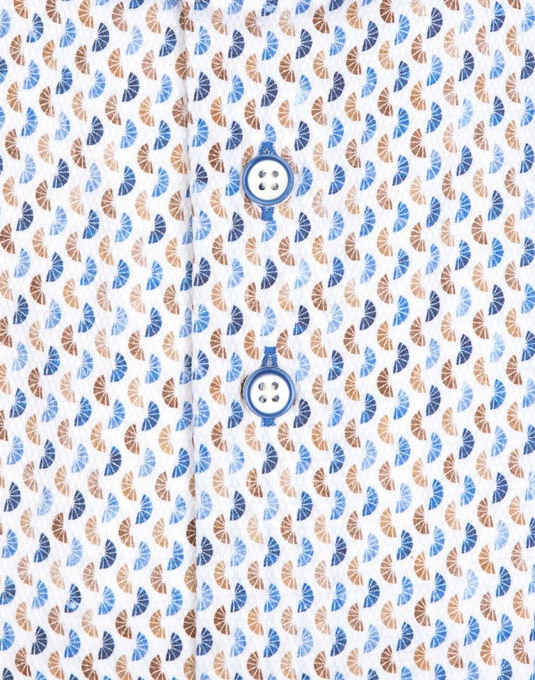 R2 Amsterdam Extra Lange Mouwen. Multicolour Dobby Katoenen Overhemd Met Grafische Print