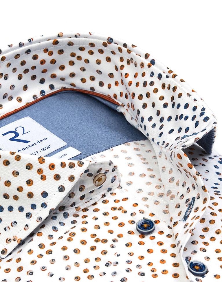 R2 Amsterdam Extra Lange Mouwen. Multicolour Fruitprint Overhemd