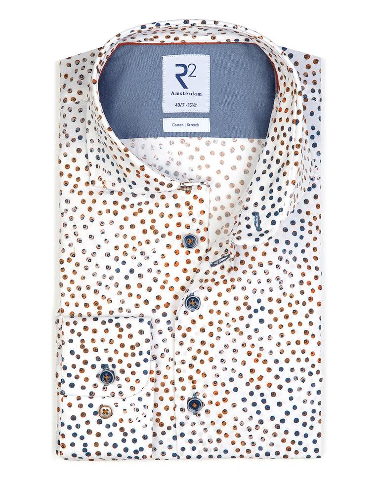 r2 amsterdam Extra lange mouwen. Multicolour fruitprint overhemd