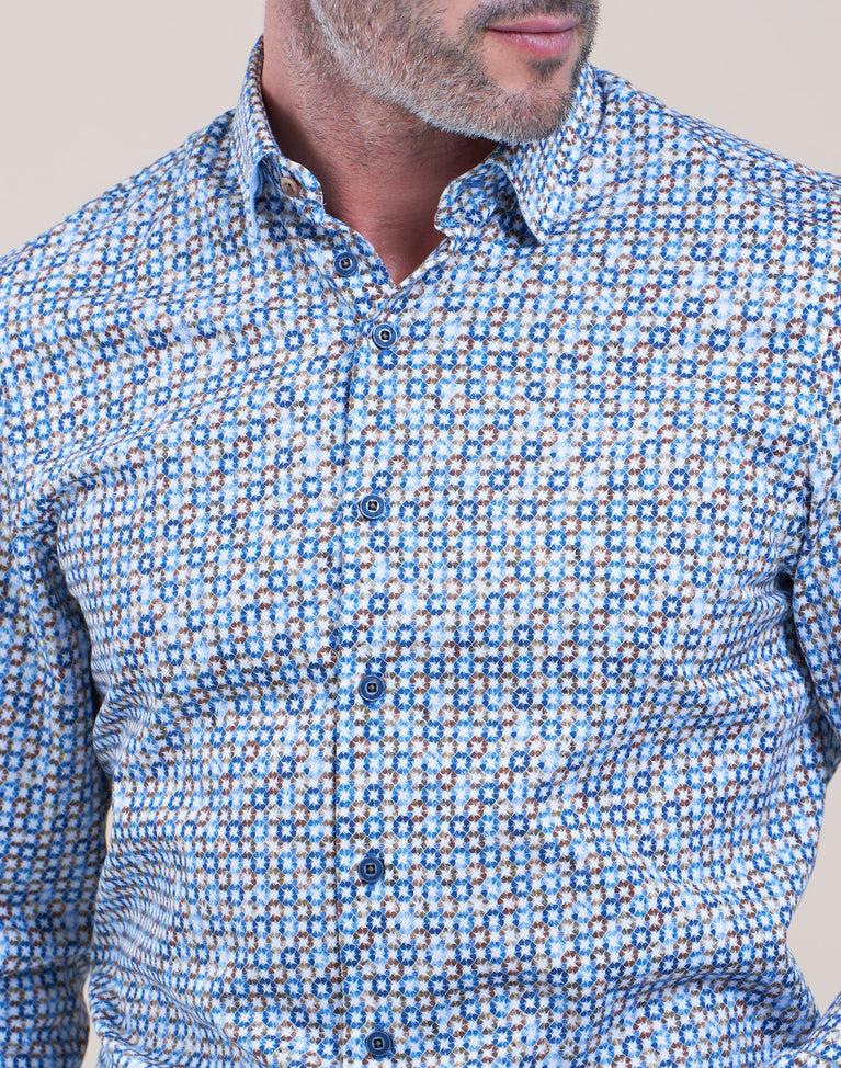 R2 Amsterdam Extra Lange Mouwen. Multicolour Lampenprint Katoenen Overhemd